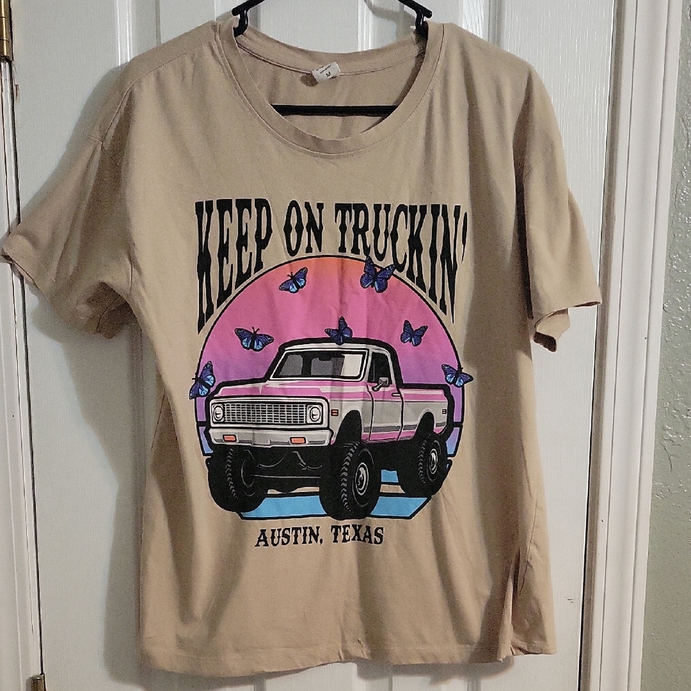 Vibe Tan and Pink Short Sleeve Tee